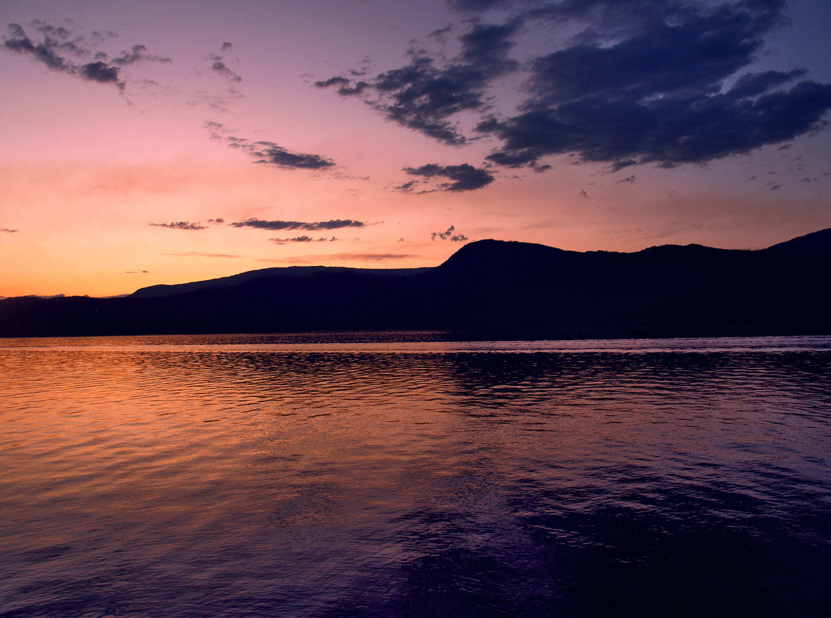 Sunset over Shuswap Lake in Eagle Bay, British Columbia